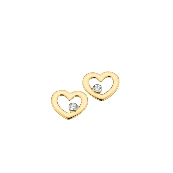 Paar Ohrstecker Firetti "Schmuck Geschenk Gold 333 Ohrschmuck Herzen Bicolor", Gelbgoldfarben, WeißGoldfarben, Kristallweiß, Kristallweiß, Ohrringe, Damen, Gelbgold 333, Mit Zirkonia (Synth.)-image