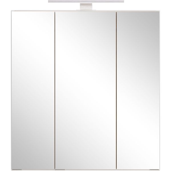 Spiegelschrank Welltime "Trient, 3D-Spiegelschrank 60 Cm, GedäMpfte Scharniere", Weiß (Matt Weiß, Wildeiche), B:60Cm H:64Cm T:20Cm, Mdf, SchräNke, Spiegelschrank, Matt Weiß/Wildeiche, GedäMpfte Scharniere-image