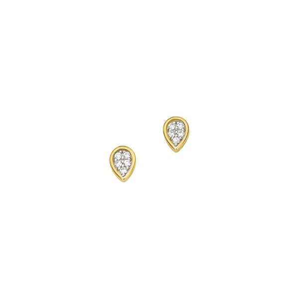 Paar Ohrstecker Firetti "Schmuck Geschenk Gold 333 Ohrschmuck Tropfen Bicolor", Gold (Gelbgoldfarben, WeißGoldfarben, Kristallweiß, Kristallweiß), Ohrringe, Damen, Gelbgold 333, Mit Zirkonia (Synth.)-image