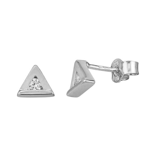 Paar Ohrstecker Firetti "Schmuck Geschenk Silber 925 Ohrschmuck Ohrringe Dreieck", Silberfarben, Kristallweiß, Kristallweiß, Ohrringe, Damen, Silber 925 (Sterlingsilber), Mit Zirkonia (Synth.)-image