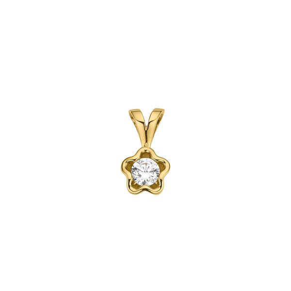 KettenanhäNger Firetti "Schmuck Geschenk Gold 333 Halsschmuck AnhäNger Blume", Gelbgoldfarben, Kristallweiß, Kristallweiß, SchmuckanhäNger, Damen, Gelbgold 333, 0,69 G, KettenanhäNger, Mit Zirkonia (Synth.)-image