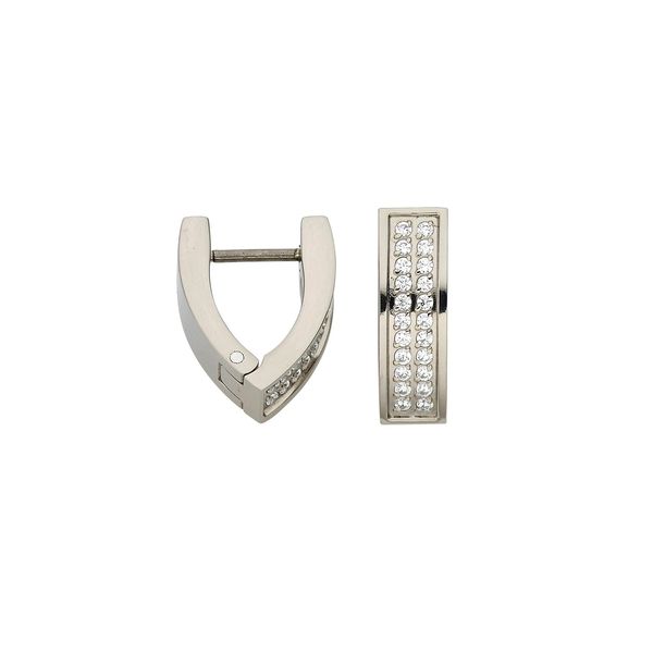Paar Creolen Firetti "Schmuck Geschenk Titan Ohrschmuck Ohrringe", Titanfarben, Kristallweiß, Kristallweiß, Ohrringe, Damen, 16Mm, Titan, Mit Zirkonia (Synth.)-image