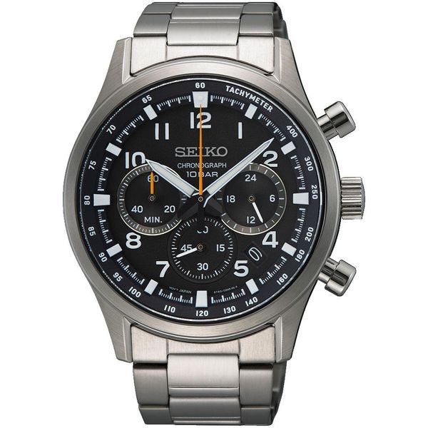 Chronograph Seiko, Silber (Silberfarben), Armbanduhren, Herren, Chronograph, Quarzuhr, Armbanduhr, Herrenuhr, Edelstahlarmband, Datum,Stoppfunktion-image