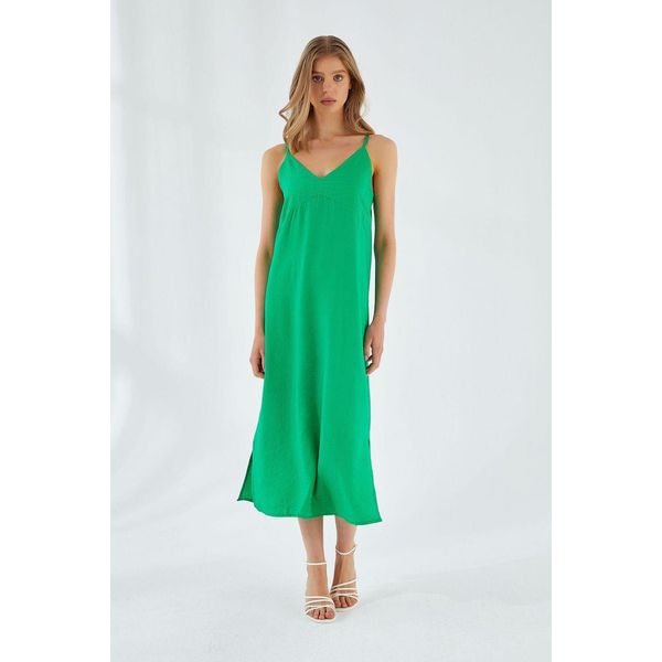 V-Ausschnitt Schlitz-Midi-Kleid-image