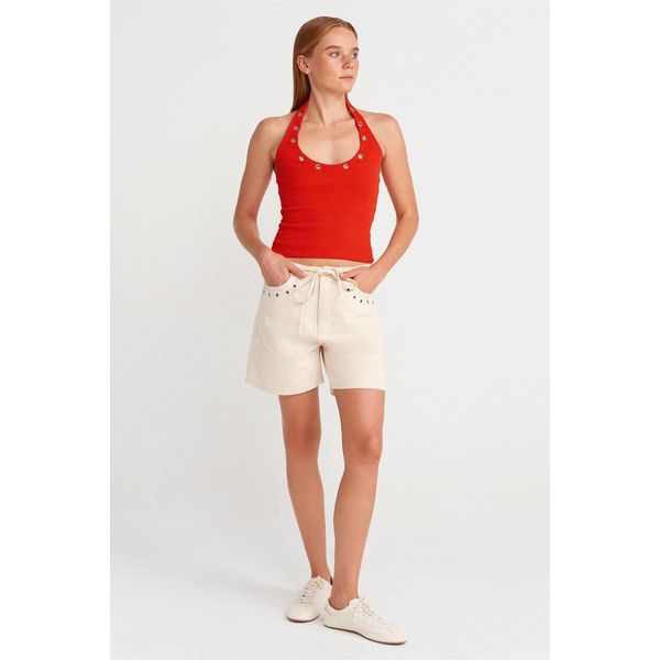 Damen Baumwoll-Jeansshorts Mit Verstellbarem Bund-image