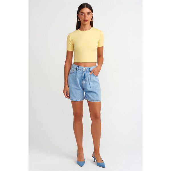 Hochtaillierte Weite Denim-Shorts-image