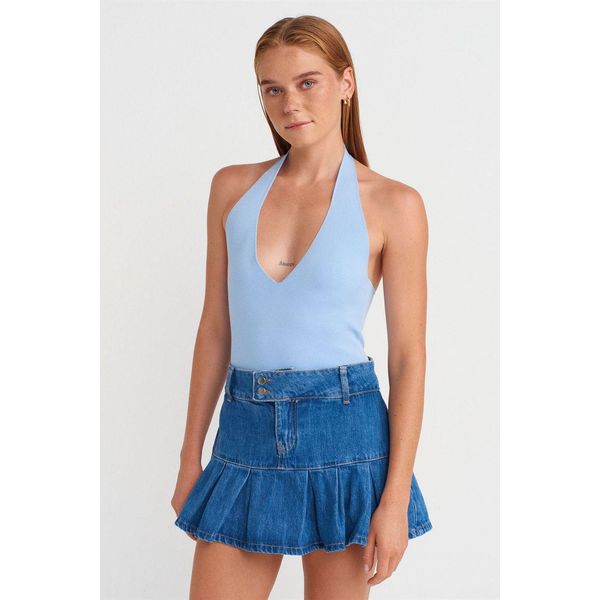Slim Fit Halterneck Strickbluse-image