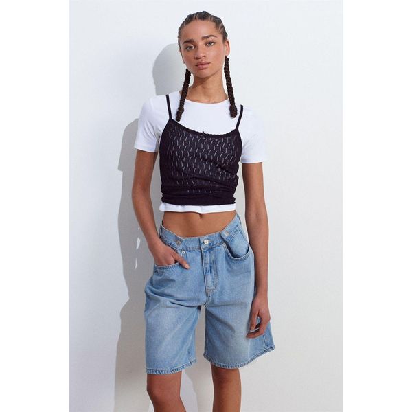 Texturierte Kurz-Cami-Bluse Mit Schleifen-Detail-image