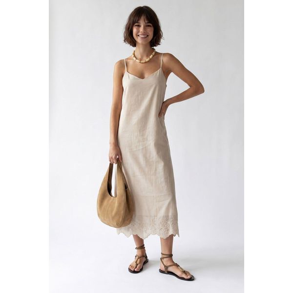 Besticktes A-Linien Midi Slipkleid-image