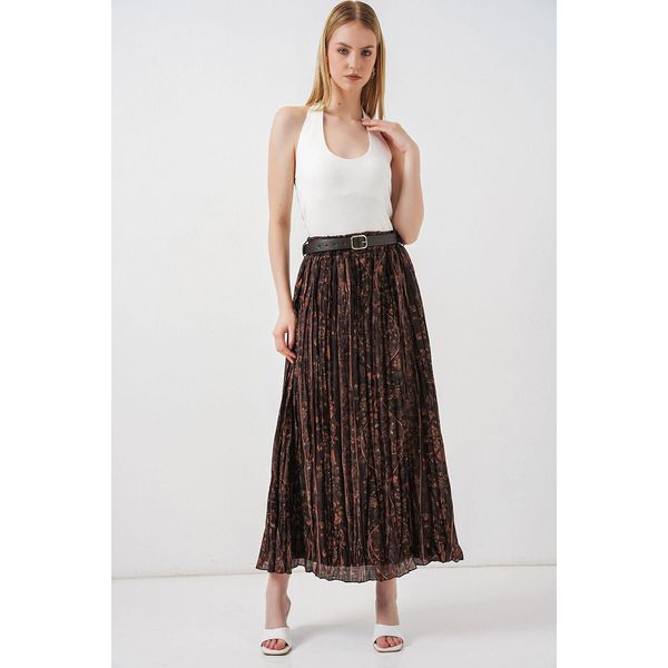 Hochtaillierter Paisley Midi A-Linien-Rock-image