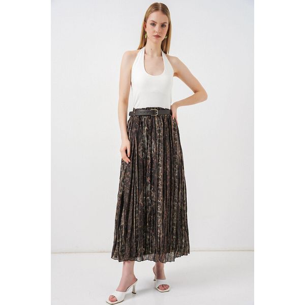 Hochtaillierter Paisley-Midi-A-Linien-Rock-image