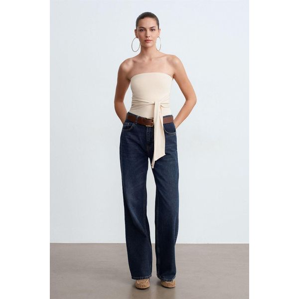 Schlanke Passform Strapless Bandeau-Bluse-image