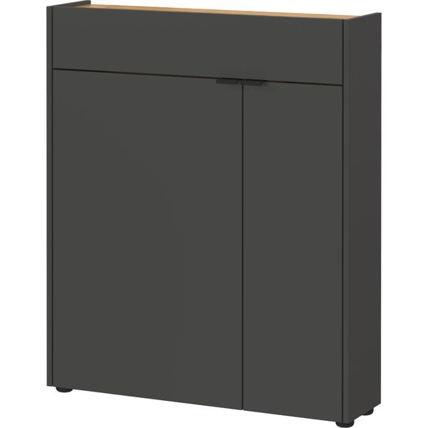 Schuhschrank Germania "Ameca", Grau (Graphit, Navarra, Eiche, Nachbildung), B:83Cm H:99Cm T:22Cm, Holzwerkstoff, SchräNke, Schuhschrank-image