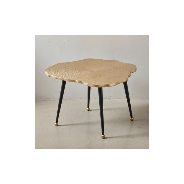 Kadima Design Moderner Couchtisch - Schwarz/Gold, Baumscheiben-Look Aus Aluminium-image