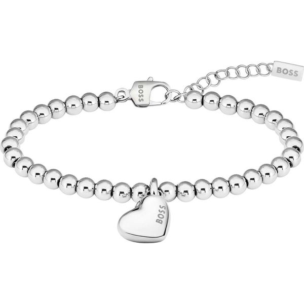 Armkette Boss "Honey Heart Beads", Silber (Edelstahlfarben), ArmbäNder, Damen, 19Cm, Edelstahl, Armkette-image