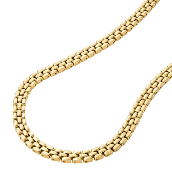 Gliederkette Fossil "Schmuck Geschenk Edelstahl Arden", Gold (Gelbgoldfarben), Halsketten, Damen, Edelstahl, L: 45,5 B: 6Mm, Gliederkette, B:6Mm-image