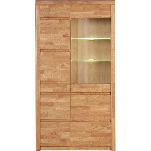 Vitrine Otto Home "Silkeborg", Braun (Eiche Teilmassiv), B:90Cm H:170Cm T:35Cm, Holz Teilmassiv, SchräNke, Vitrine, Teilmassiv, SchöNe Grifflose Optik-image