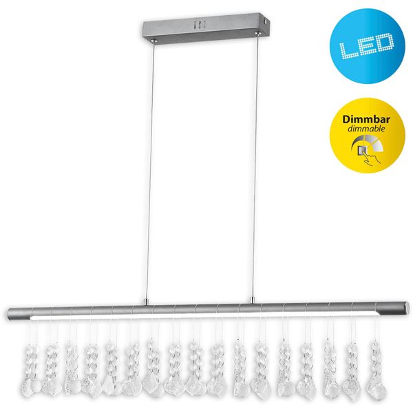 Näve LED Pendelleuchte "Nobilis", Silber (Satin, Nickel), 1, 1 Stk., Leuchten, HäNgeleuchte, Dimmbar, Warmweiß, L: 100Cm, Satin-Nickel, LED Pendelleuchte-image
