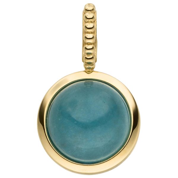 KettenanhäNger Jobo, Gelb (Gelbgold 375), SchmuckanhäNger, Damen, Gelbgold 375, KettenanhäNger, 375 Gold Mit Chalcedon Blau Rund-image
