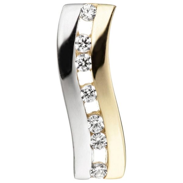 KettenanhäNger Jobo "AnhäNger Mit 7 Zirkonia", Gold (Gelbgold 333), SchmuckanhäNger, Damen, Gelbgold 333, KettenanhäNger, 333 Gold Bicolor-image