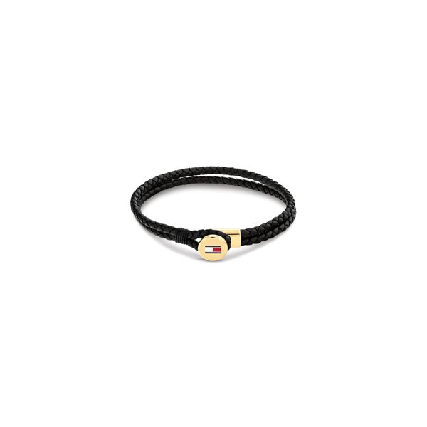 Armband Tommy Hilfiger "Bruce Leather", Schwarz (Schwarz, Gelbgoldfarben, Rot, Blau, Weiß), ArmbäNder, Herren, 19Cm, Edelstahl Leder, Edelstahl, Leder, Armband, Emaille-image
