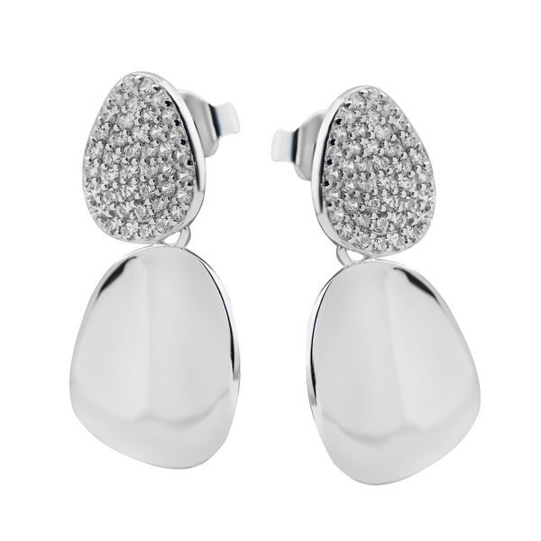 Paar Ohrstecker Firetti "Schmuck Geschenk Silber 925 Ohrschmuck Ohrringe PläTtchen", Silberfarben, Kristallweiß, Kristallweiß, Ohrringe, Damen, Silber 925 (Sterlingsilber), Mit Zirkonia (Synth.)-image