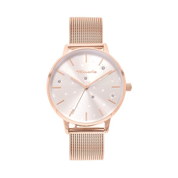 Quarzuhr Tamaris, Rosa (RoséGoldfarben), Armbanduhren, Damen, Quarzuhr, Armbanduhr, Damenuhr, Edelstahlarmband, Analog, Zirkonia (Synth.)-image