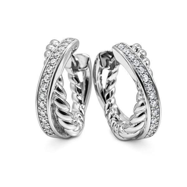Paar Creolen Firetti "Schmuck Geschenk Silber 925 Ohrschmuck Ohrringe", Silberfarben, Kristallweiß, Kristallweiß, Ohrringe, Damen, Silber 925 (Sterlingsilber), Mit Zirkonia (Synth.)-image