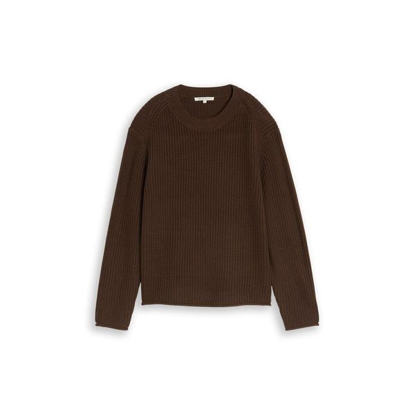 Tom Tailor Denim Damen Relaxed Fit Strickpullover, Braun, Uni, Gr. L-image