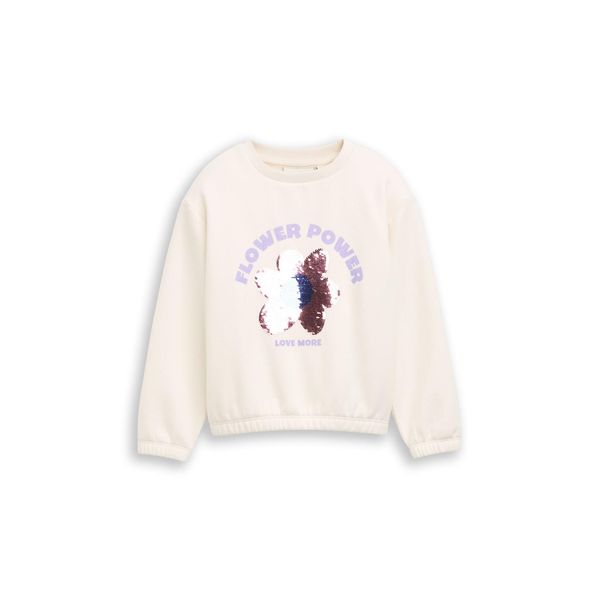 Tom Tailor MäDchen Cropped Sweatshirt Mit Wendepailletten, Braun, Uni, Gr. 92/98-image