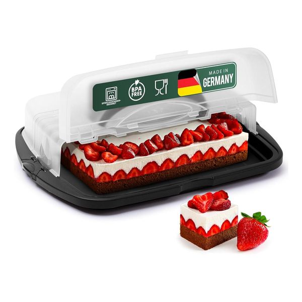 Novaliv 3Er-Set Kuchen-Transportbox XL (Rechteckig 47 X 35 X 11 Cm), Aufbewahrungsbox Aufklappbar, Party-Box Container Tortentransportbox TortenbehäLter BehäLter, Kuchen Torten Muffins Feier Buffet-image