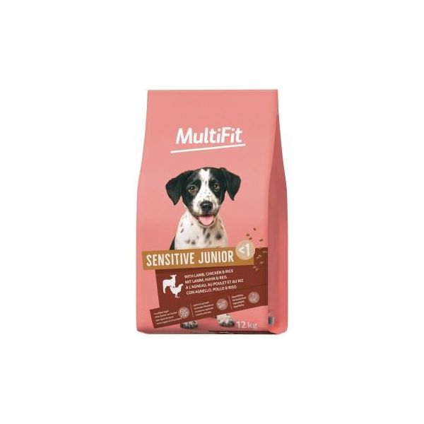 Multifit Nourriture SèChe Pour Chien, Junior, Sensible, Avec Agneau, Poulet & Riz 12 Kg-image