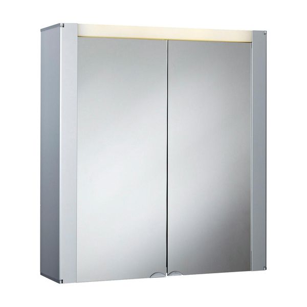 Spiegelschrank Jokey "Tromsö", Weiß (Weiß, Alufarben), B:63Cm H:68,5Cm T:17Cm, Mdf, SchräNke, Spiegelschrank, Silber, 63 Cm Breite-image