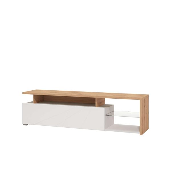 Lowboard Inosign "Arctic Tv-Board", Weiß (Artisan Eiche, Weiß Hochglanz), B:170Cm H:46,5Cm T:41,5Cm, Sideboards, Lowboard, Tv-Kommode,Br. 170 Cm, Mit Und Ohne Led-Beleuchtung,Front Mit FräSung-image