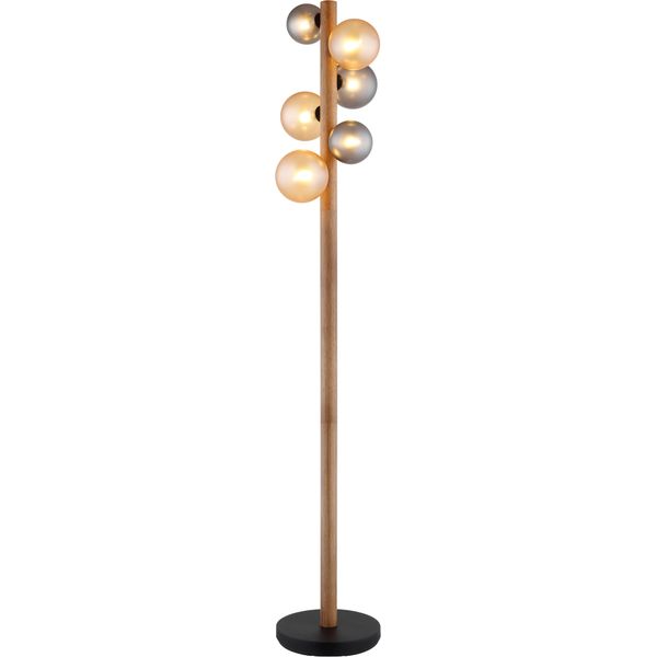 Globo Lighting Stehlampe "Riha", Braun (Schwarz Matt), Ø 29Cm H: 150Cm, 1 Stk., Leuchten, Stehlampe Wohnzimmer Schlafzimmer Flur Design-Leuchte, Stehlampe-image