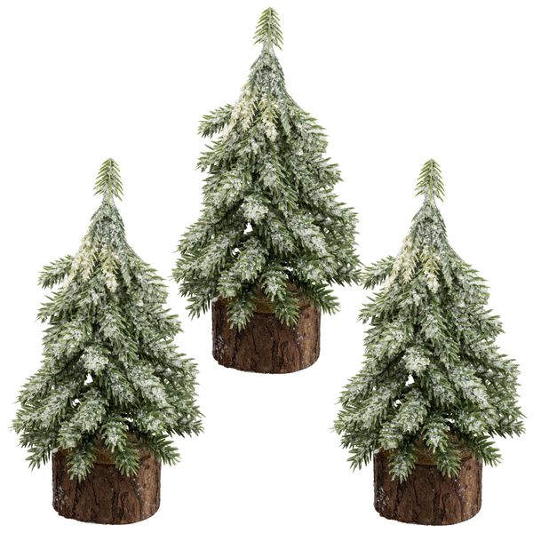 Winterliche Kunstpflanze Creativ green "TannenbäUmchen", GrüN, H:15Cm, Kunststoff, Kunstpflanzen, Auf Holzfuß-image