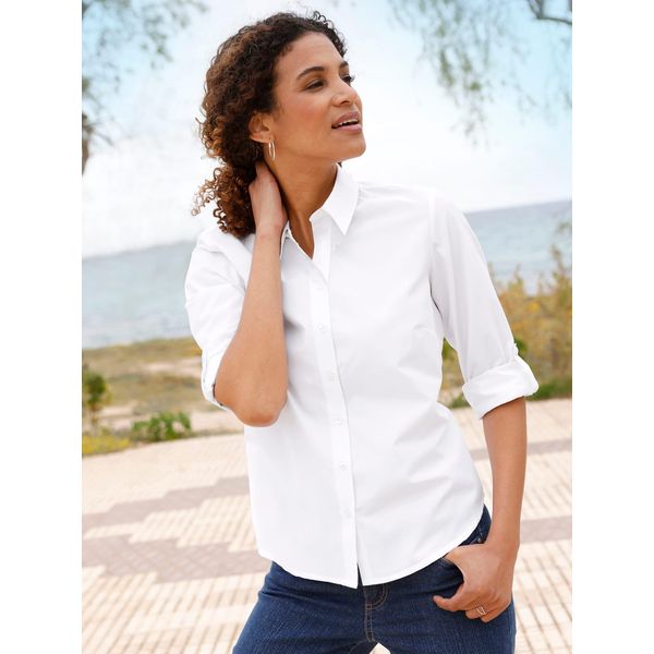 Hemdbluse Casual Looks, Damen, Gr. 36, Beige (Ecru), 50% Baumwolle, 50% Polyester, Unifarben, Blusen Hemdbluse-image