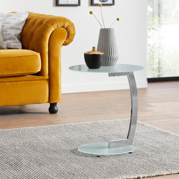 Beistelltisch Inosign, Weiß (Weiß, Chromfarben), B:45Cm H:52Cm T:45Cm, Tische, Beistelltisch-image