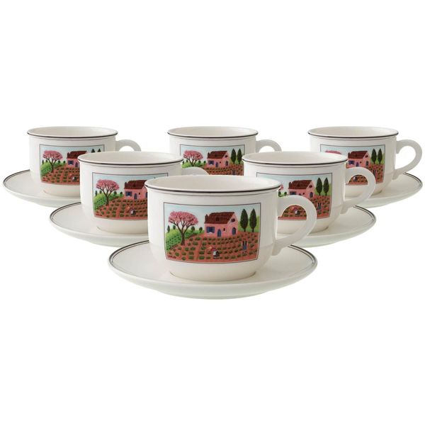 Tasse Villeroy & Boch "Cappuccinotassen Mit Untertassen Design Naif 330 Ml 6Er Set Bunt", Bunt, Porzellan, TrinkgefäßE, Tasse-image