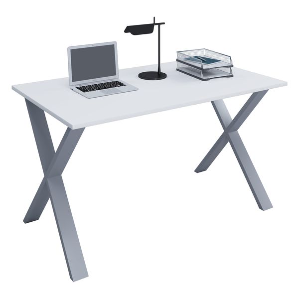 Schreibtisch Vcm "Schreibtisch BüRotisch Computertisch 80X50 Lona X", Weiß (Silber, Weiß), B:80Cm T:50Cm, Tische, Schreibtisch-image