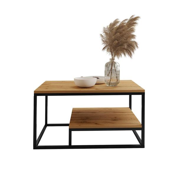 Bettso Couchtische, Schwarz, Eiche Wotan, Holzwerkstoff, 90X48X60 Cm, Wohnzimmer, Wohnzimmertische, Couchtische-image