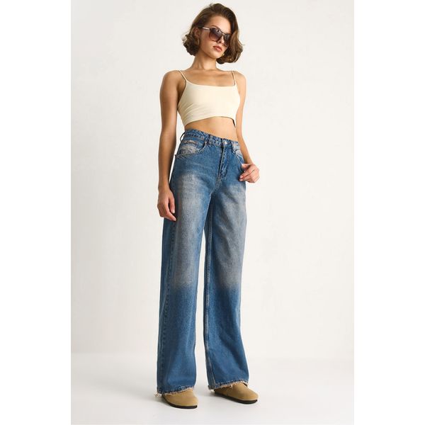 Hoch Taillierte Weit Geschnittene Jeanshose-image