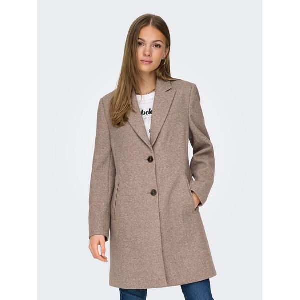 Kurzmantel JDY "Jdyecho Life Coat OTW Noos", Damen, Gr. Xl, Beige (Nature Detail:Melange), Web, Obermaterial: 100% Polyester, Meliert, Ca. Mitte Oberschenkel, V-Ausschnitt, MäNtel Kurzmantel-image