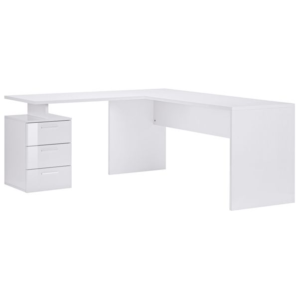 Eckschreibtisch Home Affaire "New Selina", Weiß (Weiß Hochglanz), B:180Cm H:75Cm T:160Cm, Tische, Eckschreibtisch, Schreibtisch, SchubkäSten, Mit Oder Ohne Monitoraufsatz, B 180/160 Cm-image