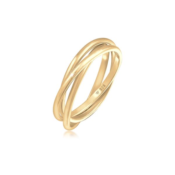 Fingerring Elli "Wickelring Trio Trini Basic 925 Silber" Gr. 54, Gold, Fingerringe, Damen, 54Mm, Ohne Stein, Silber 925 (Sterlingsilber), 1,6Mm, Fingerring-image
