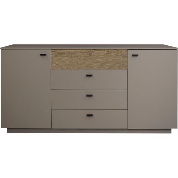 Sideboard MÄUsbacher, Beige (Taupe Matt Lack Nb, Eiche Massiv Geschruppt), B:192Cm H:92Cm T:45Cm, Holzwerkstoff, Sideboards, Sideboard, B/H/G: 192X92X45, Inkl. Beleuchtung-image