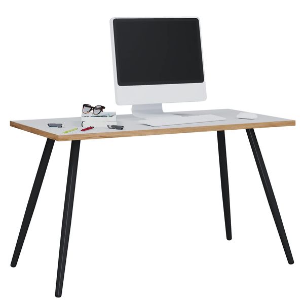Schreibtisch Vcm "Schreibtisch BüRotisch Computertisch Salia 138X80", Weiß, Honig, Eiche, B:138Cm T:80Cm, Tische, Schreibtisch-image