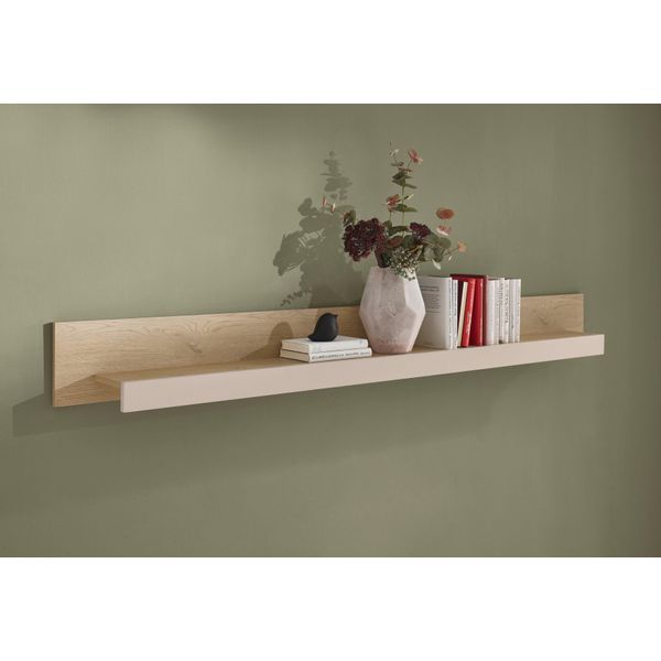 Wandboard Home Affaire "Cantara, Modernes Wandregal, HäNgeregal Mit Ablagefach", Braun (Eiche Cremona Toro, Kaschmir Matt), B:200Cm H:20Cm T:18Cm, Holzwerkstoff, Regale, Wandboard, Vielseitig Einsetzbar, In Eiche Evoke, Weiß Oder Kaschmir ErhäLtlich-image
