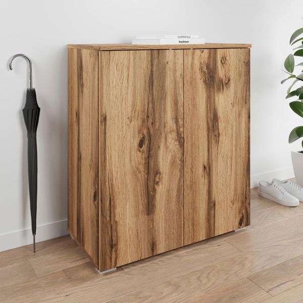 Schuhkommode Otto Home "Paris", Braun (Votan Eichefarben), B:70Cm H:80Cm T:35Cm, Sideboards, Schuhkommode, Zwei TüRen Mit Verstellbaren EinlegeböDen, Breite 70Cm-image