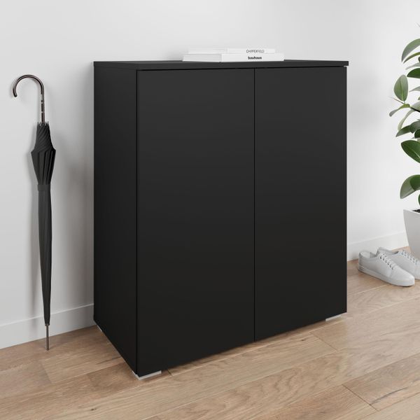 Schuhkommode Otto Home "Paris", Schwarz (Graphitschwarz Matt), B:70Cm H:80Cm T:35Cm, Sideboards, Schuhkommode, Zwei TüRen Mit Verstellbaren EinlegeböDen, Breite 70Cm-image